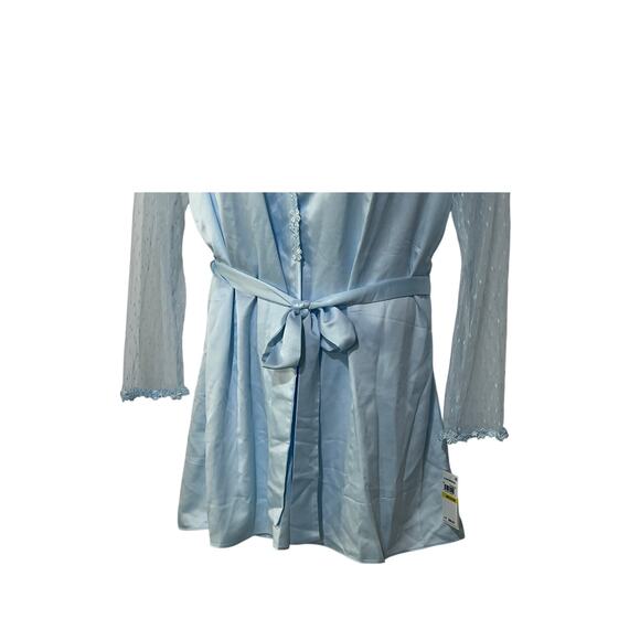 FLORA NIKROOZ WOMENS MEDIUM SHOWSTOPPER COVER-UP SATIN ROBE ICE BLUE NEW - Picture 8 of 15